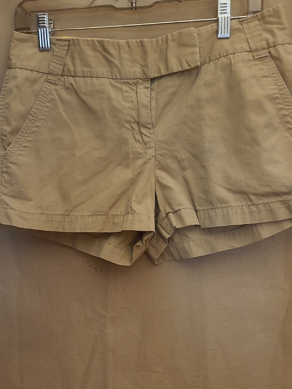 J. Crew High-Waist Tan Cotton-Blend Shorts